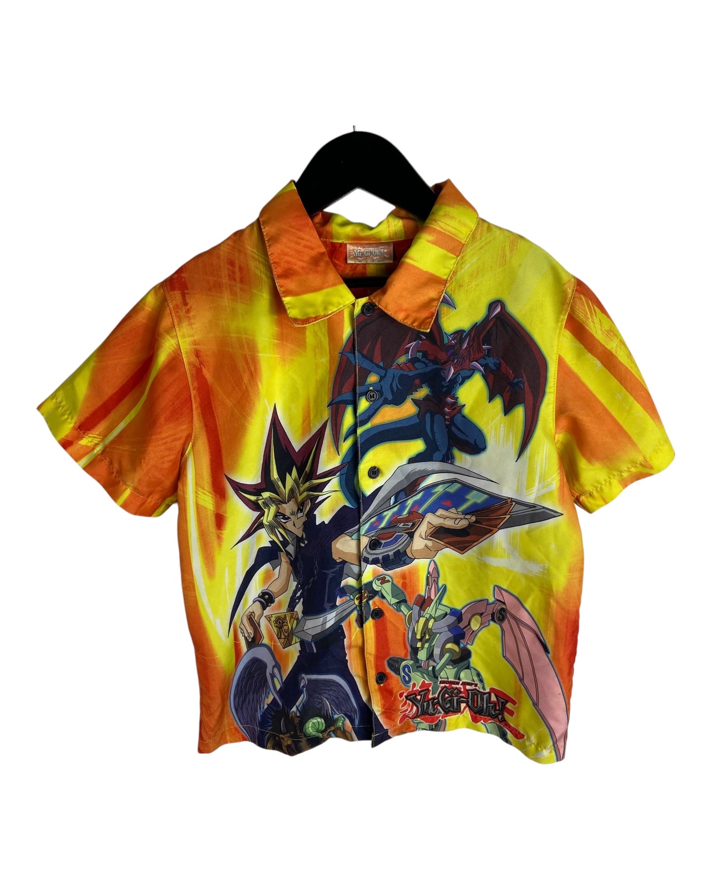 VTG Kids Y2K Yugioh Graphic Button Shirt Sz Yth Small