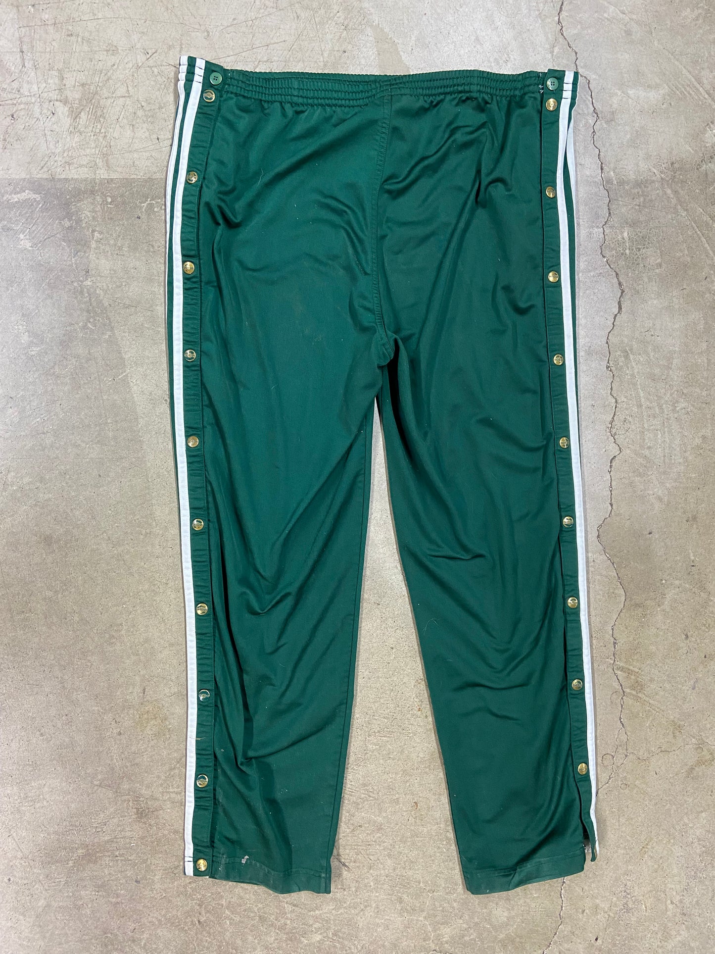 VTG Adidas Pine Green Tear Away 3-Stripe Sweatpants Sz 42