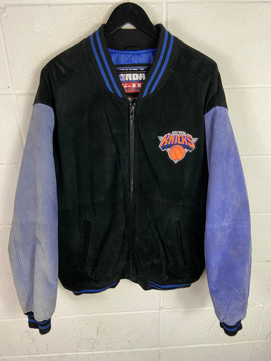 VTG New York Knicks G-3 Carl Banks Wilson Leather Suede Jacket Sz L