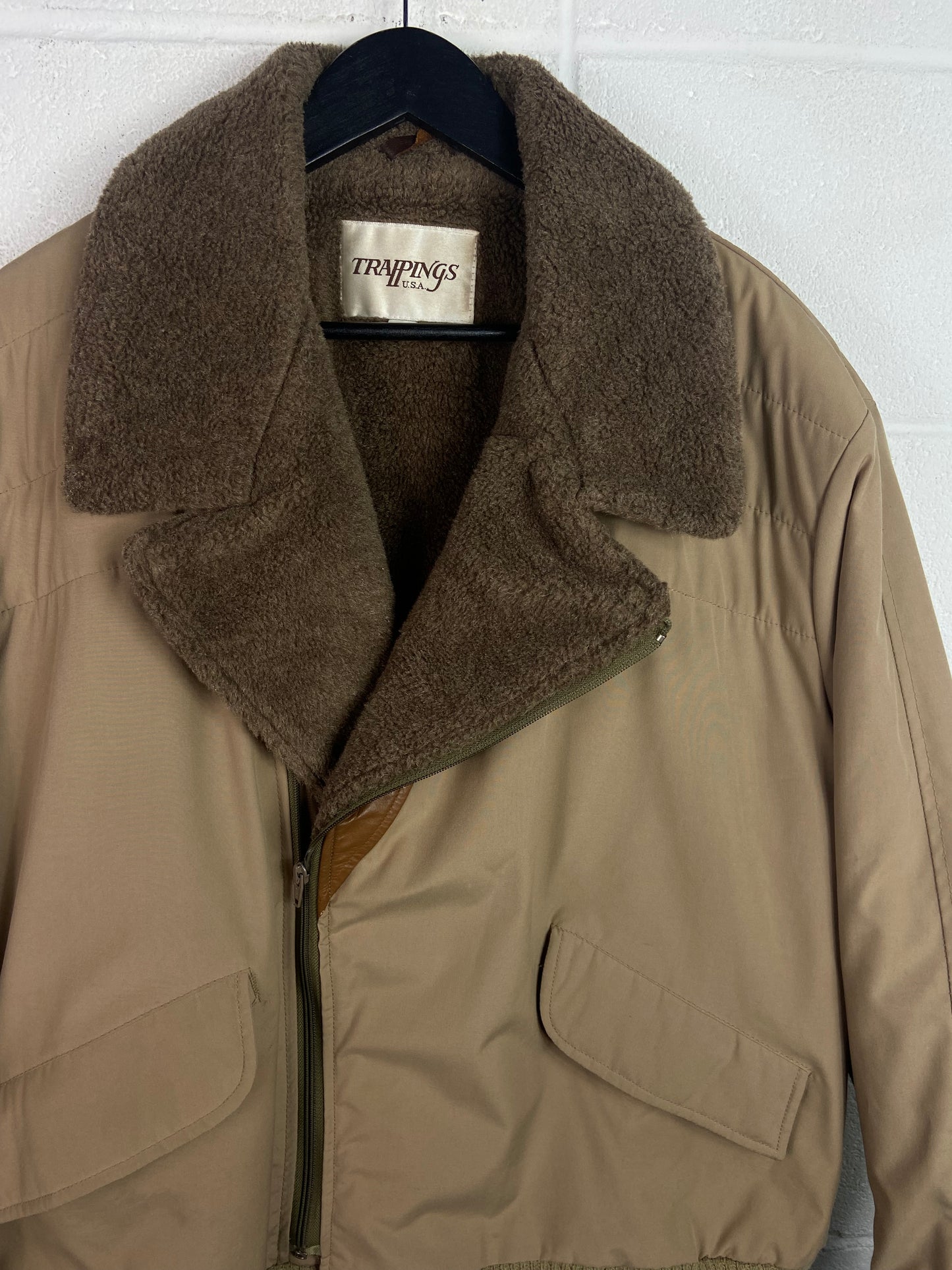 VTG Trappings USA Aviator Sherpa Lined Overcoat Sz XL