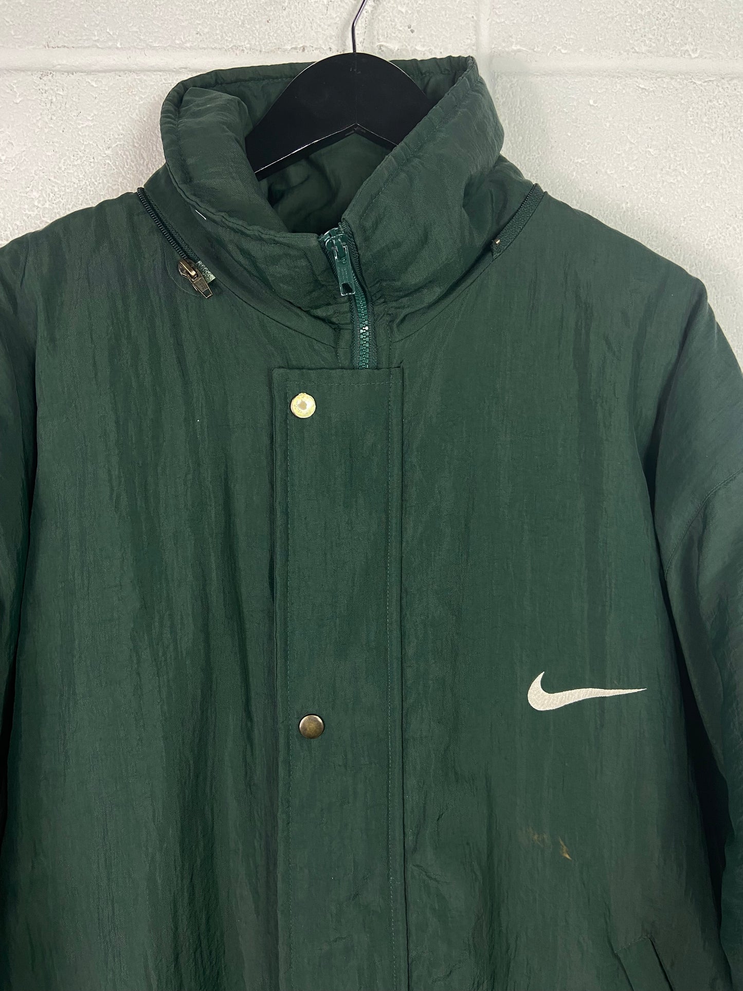 VTG Nike Green Quilted Nylon Trench Sz XXL