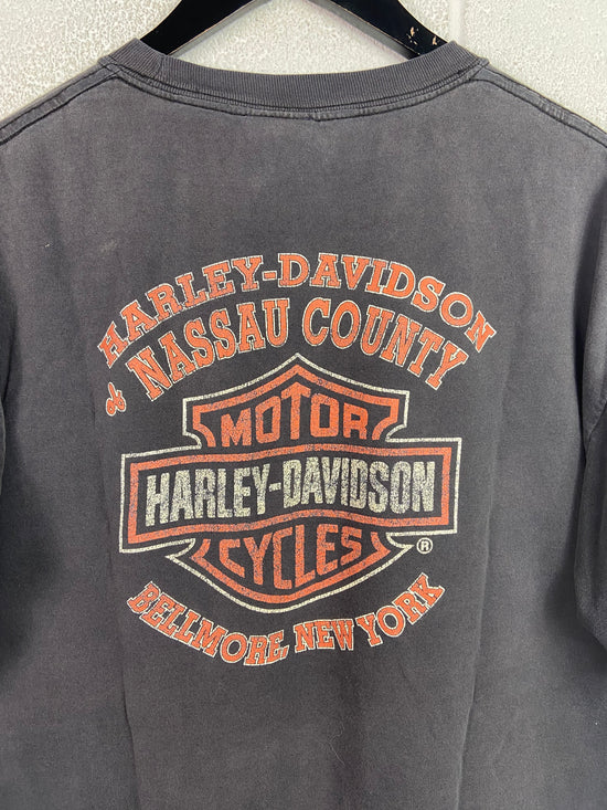 VTG Harley Davidson Nassau County Faded Logo Tee Sz XL