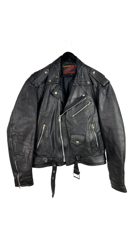Vtg Leather 2000s Biker Jacket Sz XL