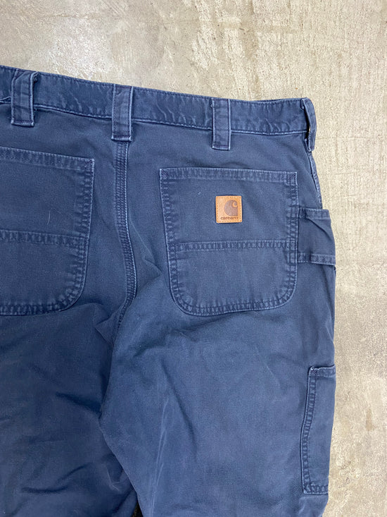 VTG Carhartt Navy Faded Work Pants Sz 34x30