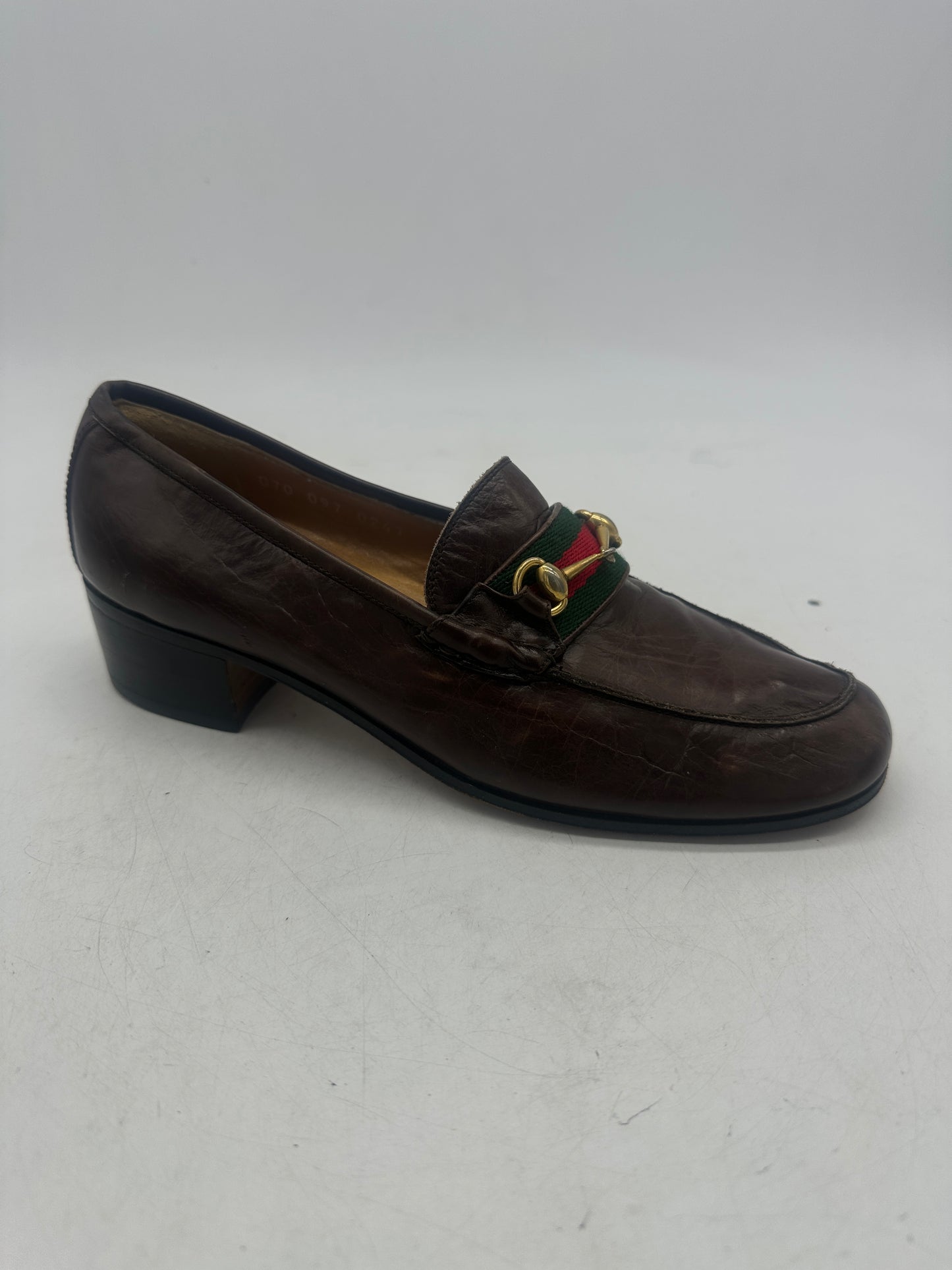 VTG 70s Wmns Gucci Block Heel Loafers Sz 36.5/6W