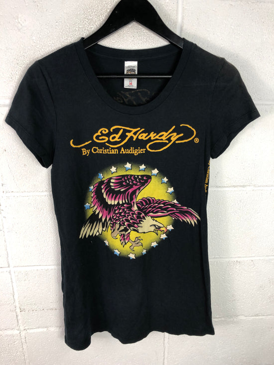 VTG Y2k Wmns Ed Hardy Eagle Graphic Tee Sz Wmns Med