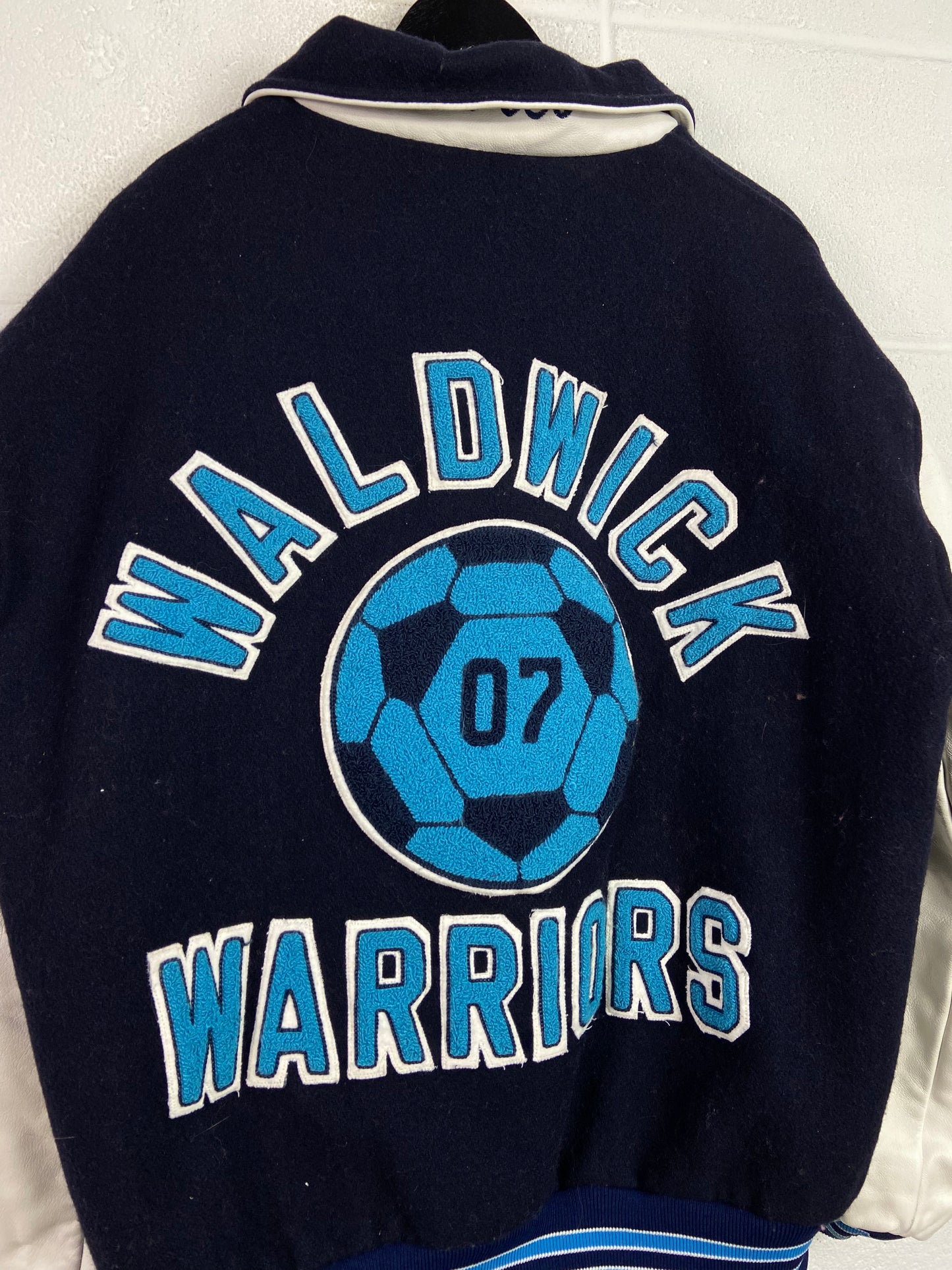 VTG Waldwick Warriors Varsity Leather Jacket Sz XL