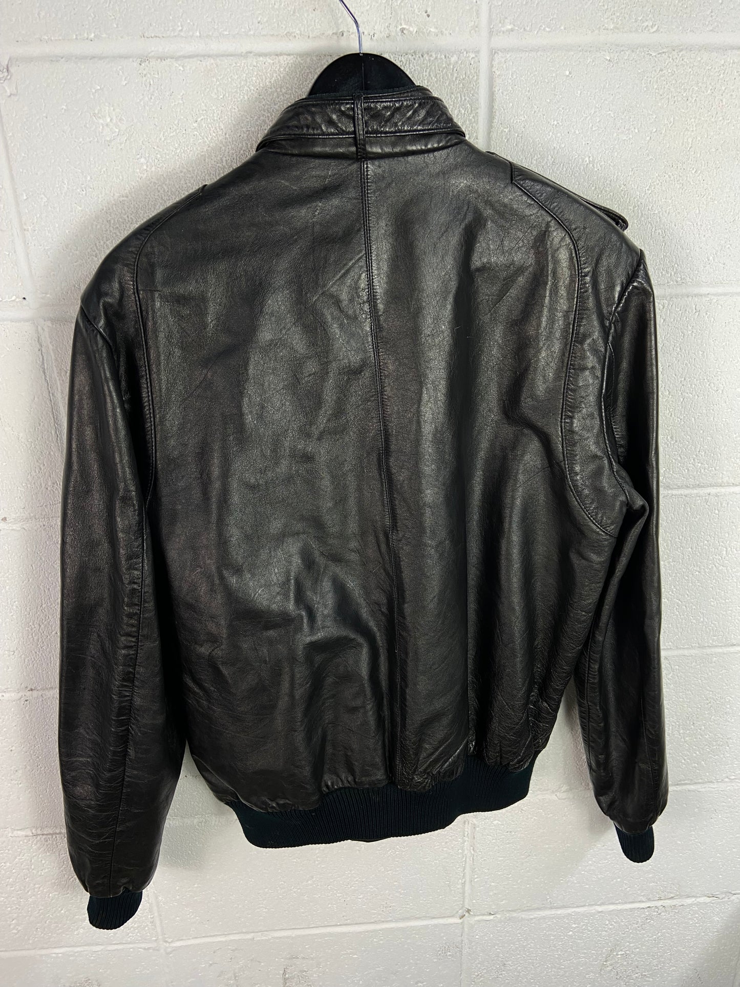 VTG Leather Campus Racer Jacket Sz L