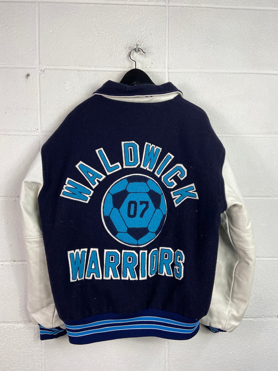 VTG Waldwick Warriors Varsity Leather Jacket Sz XL