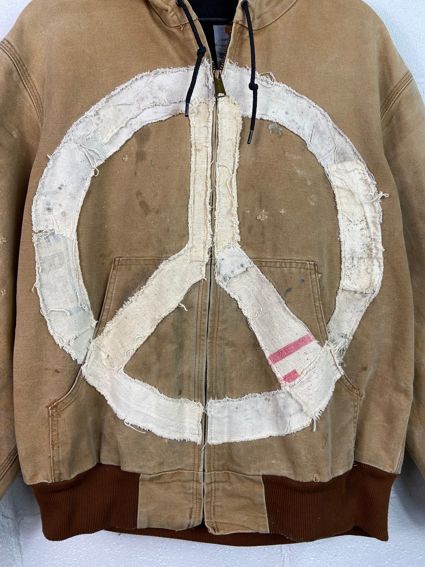 David Turner Carhartt Peace Reworked Tan Workwear Jacket Sz L