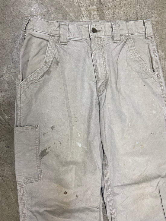 Y2K Carhartt Cream Splattered Work Pants Sz 33x32