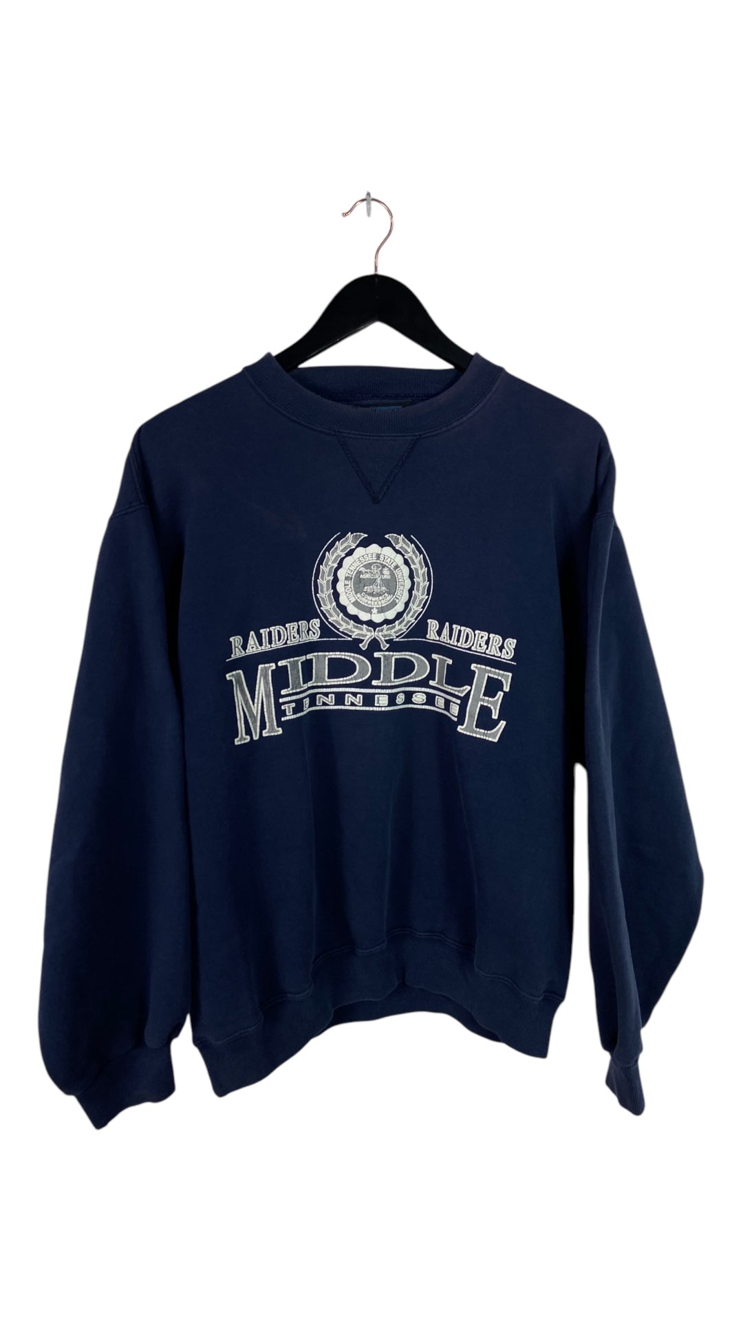 VTG MTSU Raiders Emblem Navy Crewneck Sz M