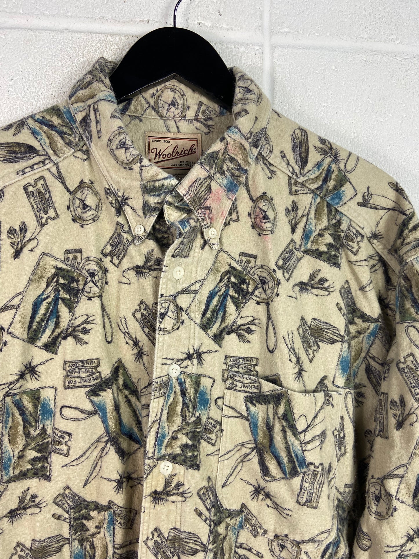 VTG Woolrich Fishing L/S Button Up Shirt Sz XXL