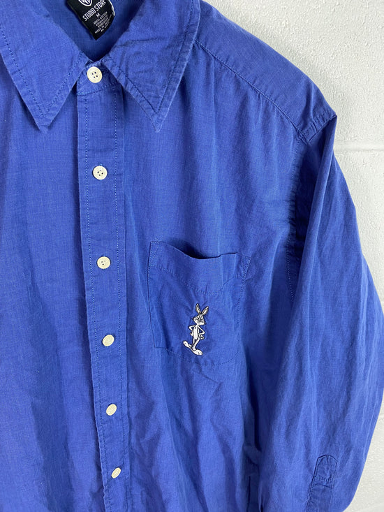 VTG Warner Bros Bugs Bunny Button Up Shirt Sz M