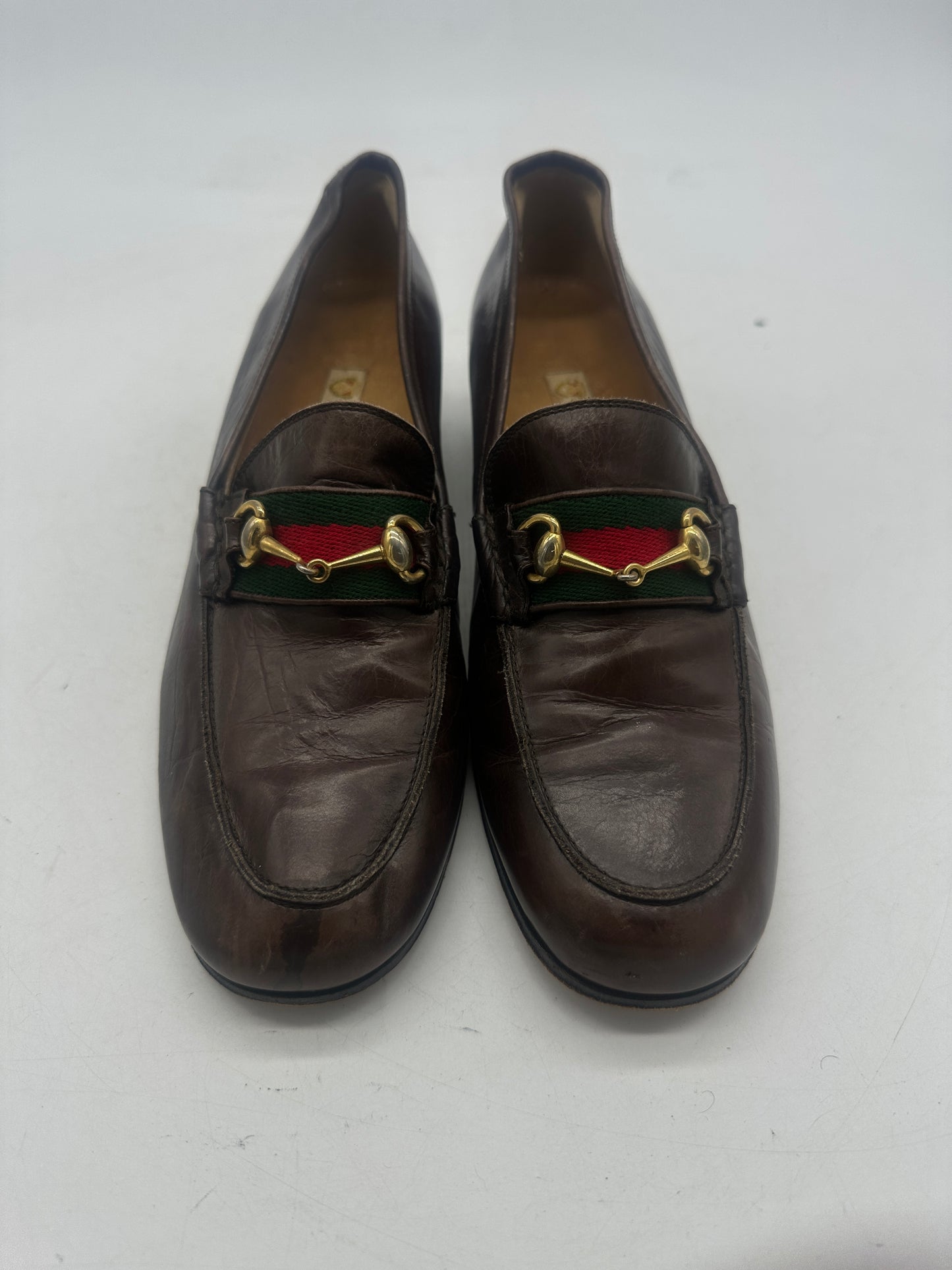 VTG 70s Wmns Gucci Block Heel Loafers Sz 36.5/6W