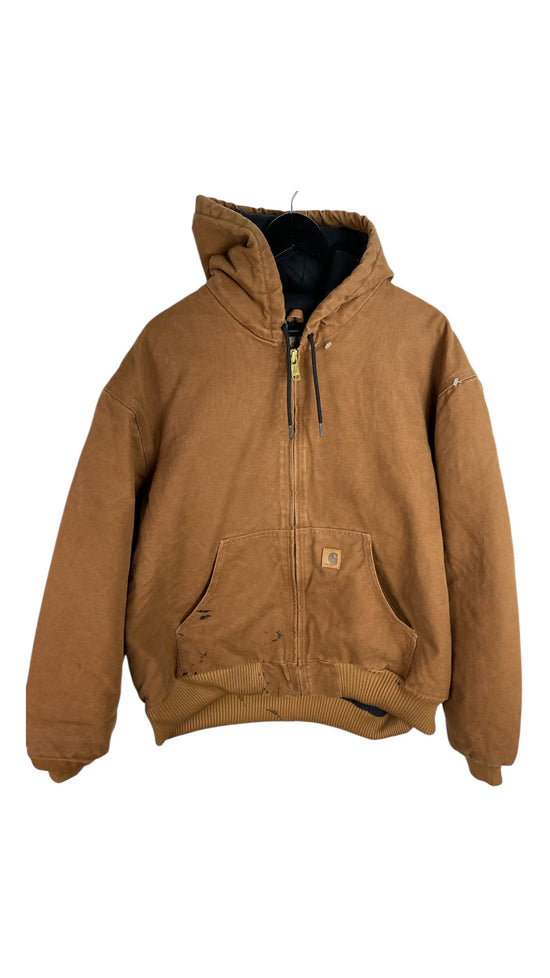 Carhartt Brown Duck Canvas Hooded Work Jacket Sz XXL