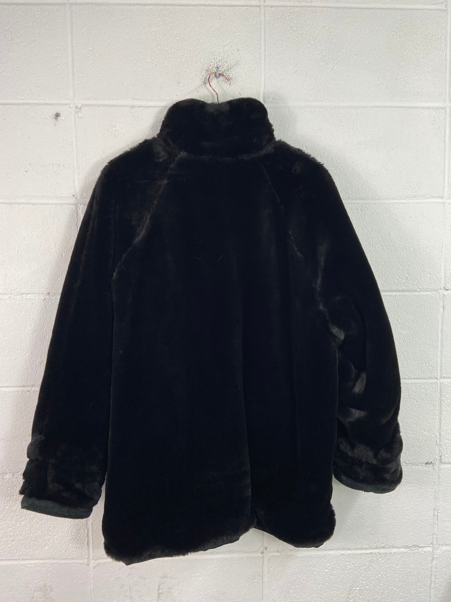 VTG JC Black Reversible Suede/Fur Coat Sz L