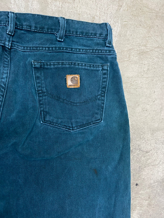 VTG Carhartt Made in USA Green Work Pants Sz 38x30