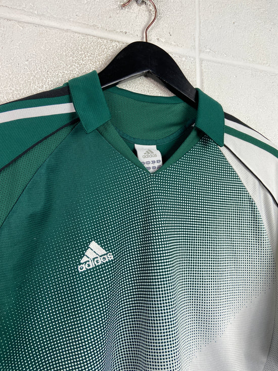 VTG Adidas Green Collared Gradient Soccer Jersey Sz M/L