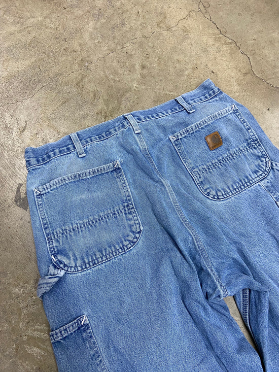 VTG Carhartt Blue Denim Carpenter Jeans Sz 36x29