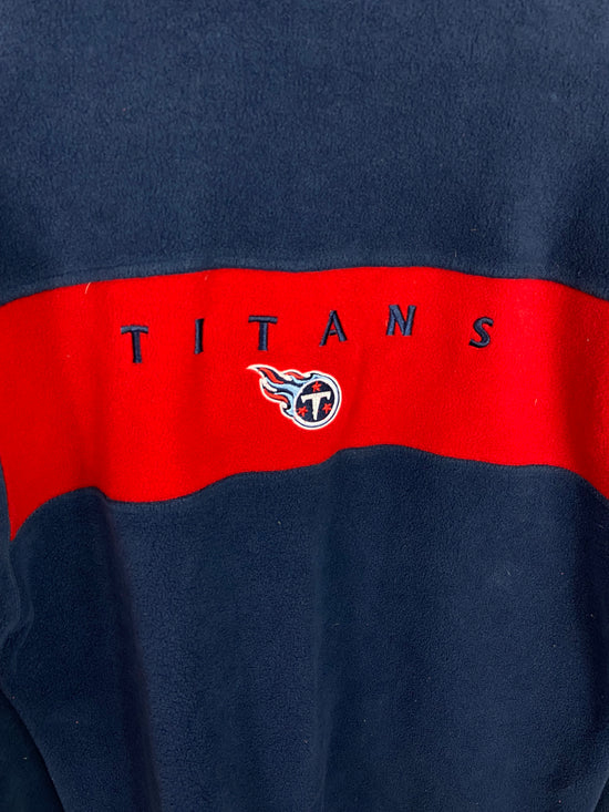 VTG Tennessee Titans Embroidered Quarter Zip Fleece Pullover Sz XL