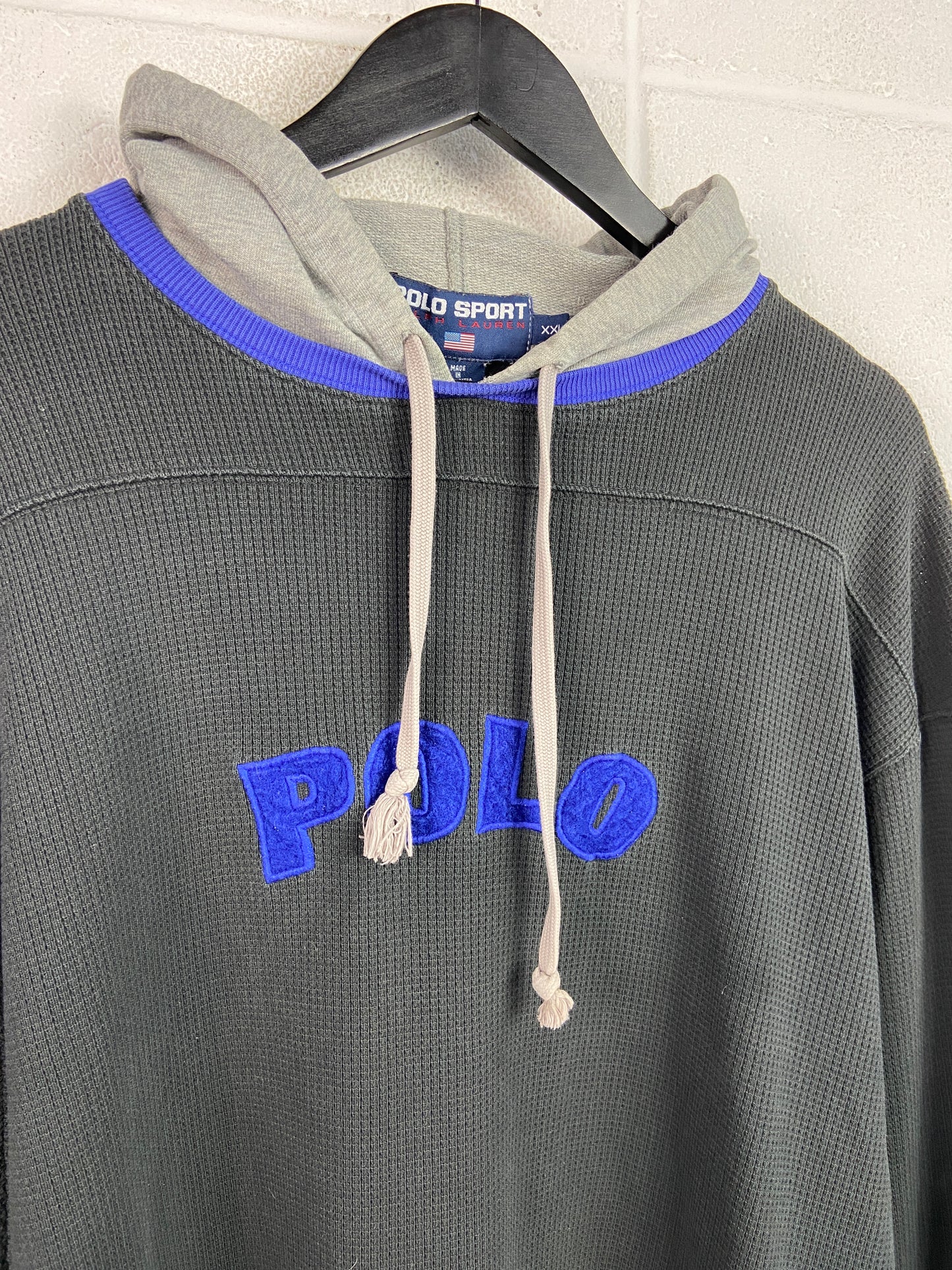 Y2K Polo Sport Logo Hooded Thermal Sz XXL