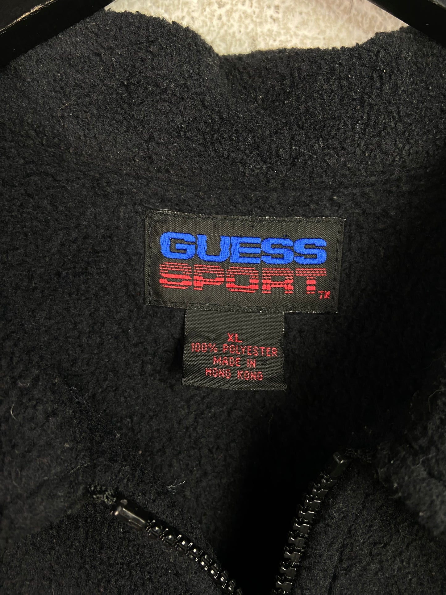 Y2K Guess Sport Black Fleece Jacket Sz XL