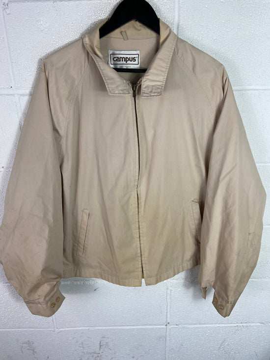 VTG Campus Cream Light Harrington Jacket Sz L