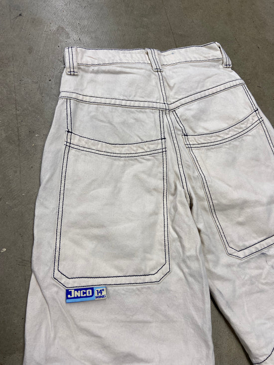 Y2K JNCO Cream Denim Baggy Shorts Sz 28