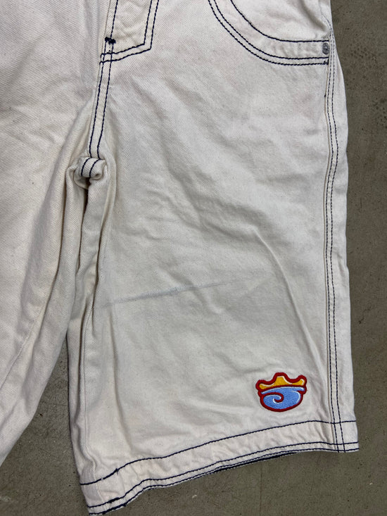 Y2K JNCO Cream Denim Baggy Shorts Sz 28