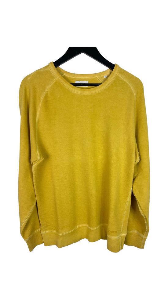 Saturdays NYC Reverse Faded Washed Yellow Sweater Sz L