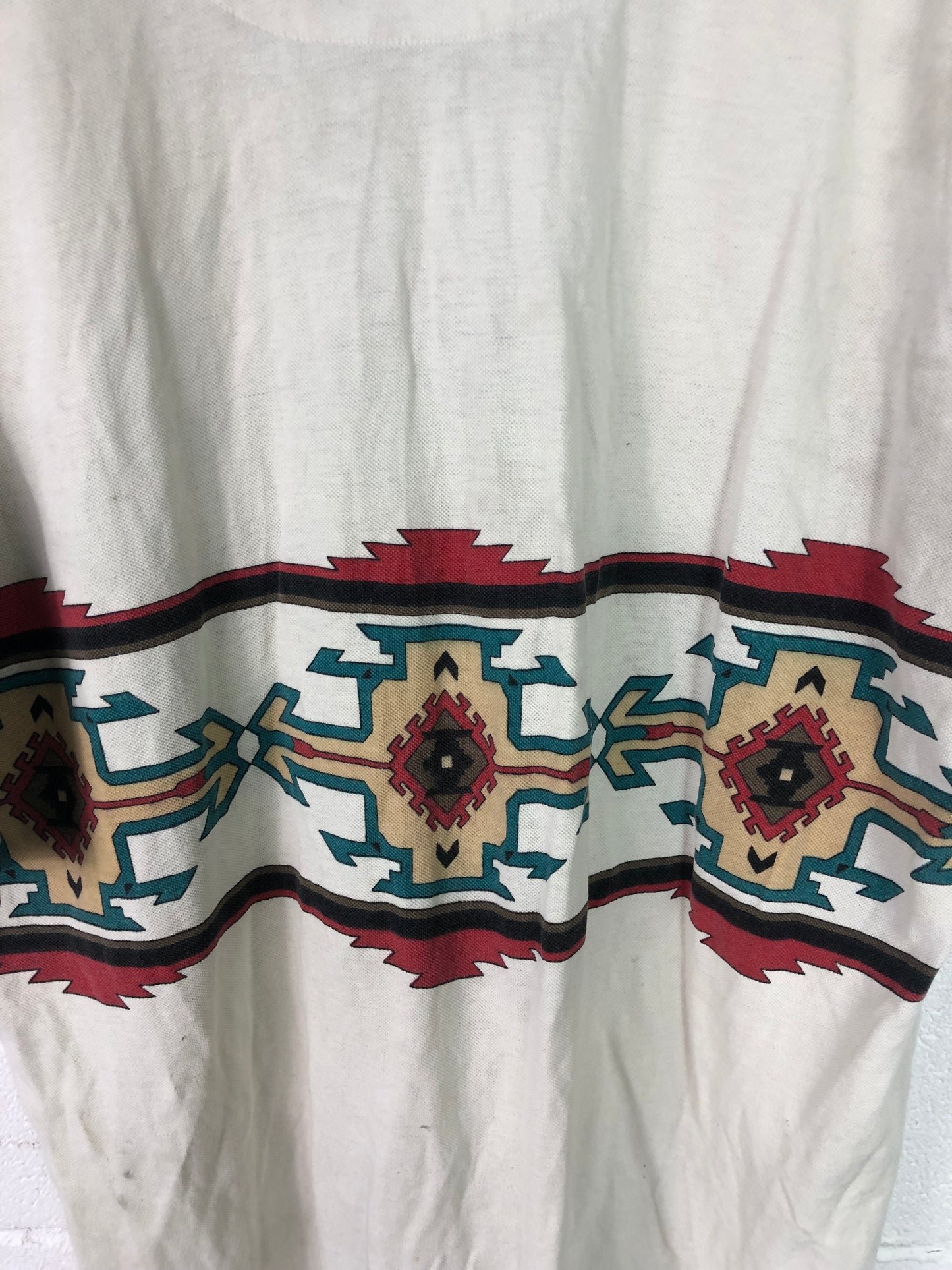 VTG Aztec Print Polo Shirt Sz XL