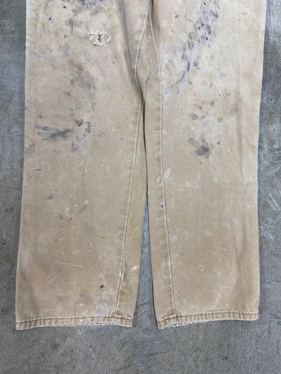 VTG Dickies Thrashed Tan Work Pants Sz 36x30