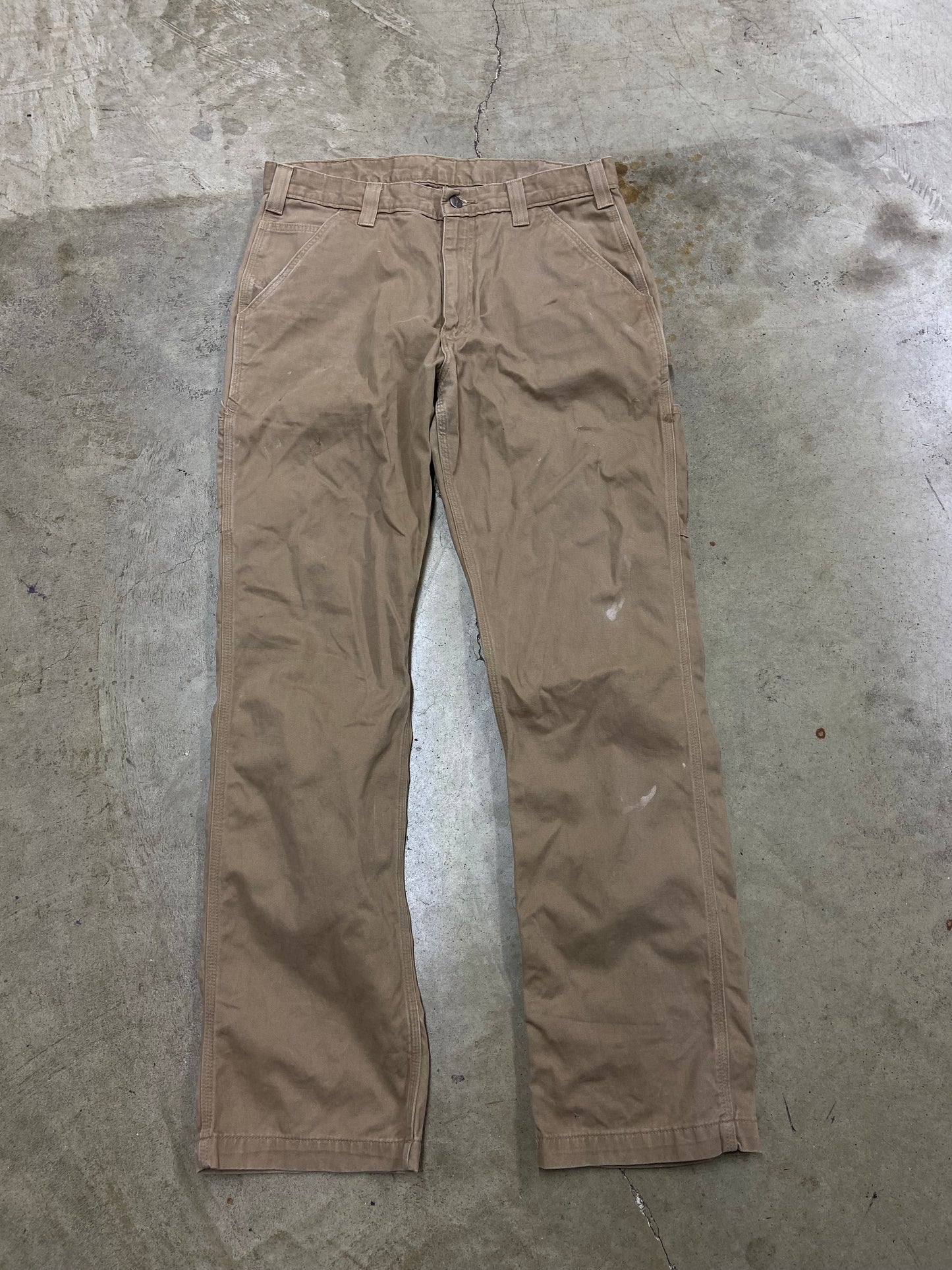 Y2K Carhartt Tan Distressed Carpenter Jeans Sz 35x34