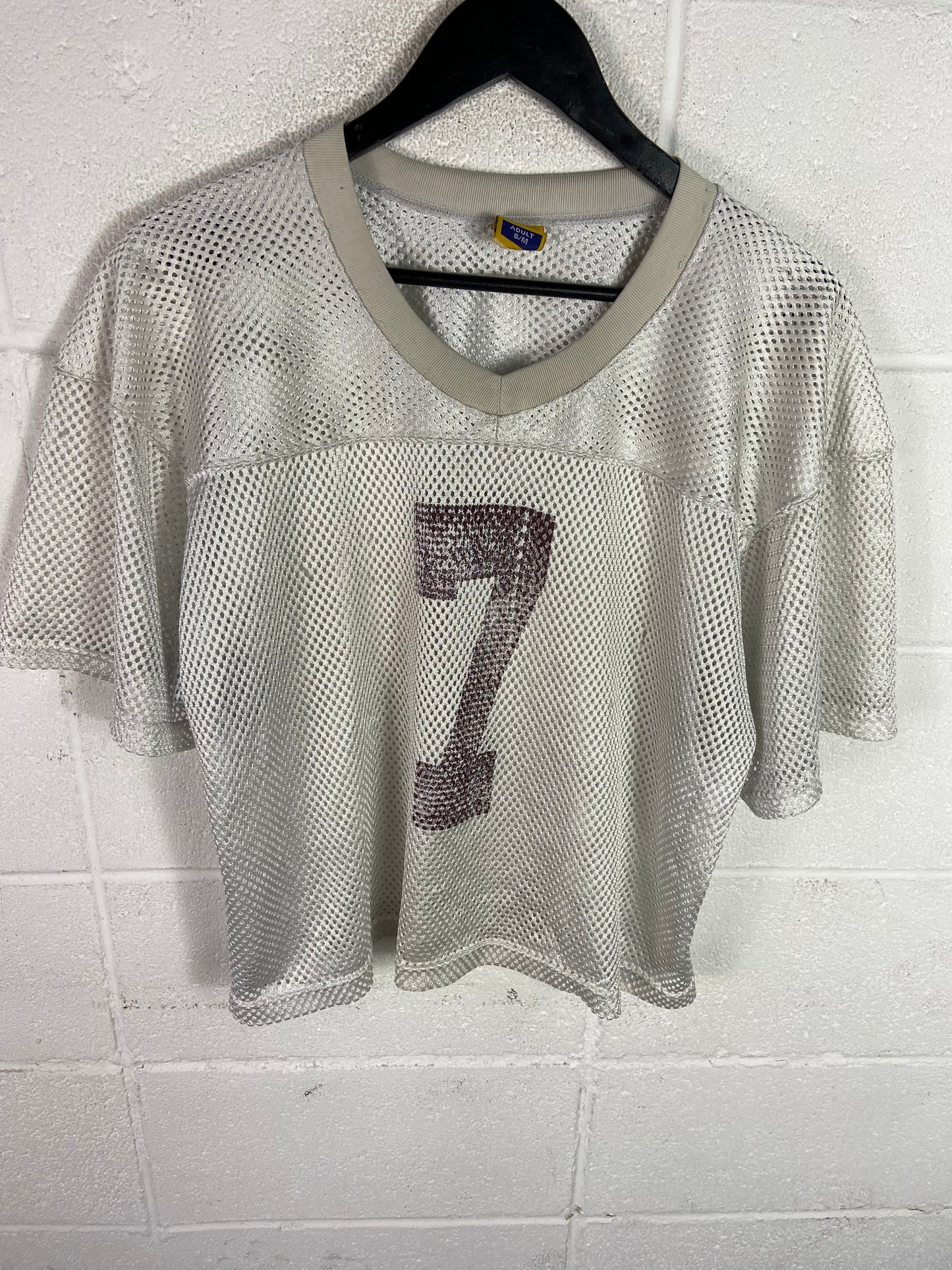 VTG Cropped White Football Practice Jersey Sz S/M