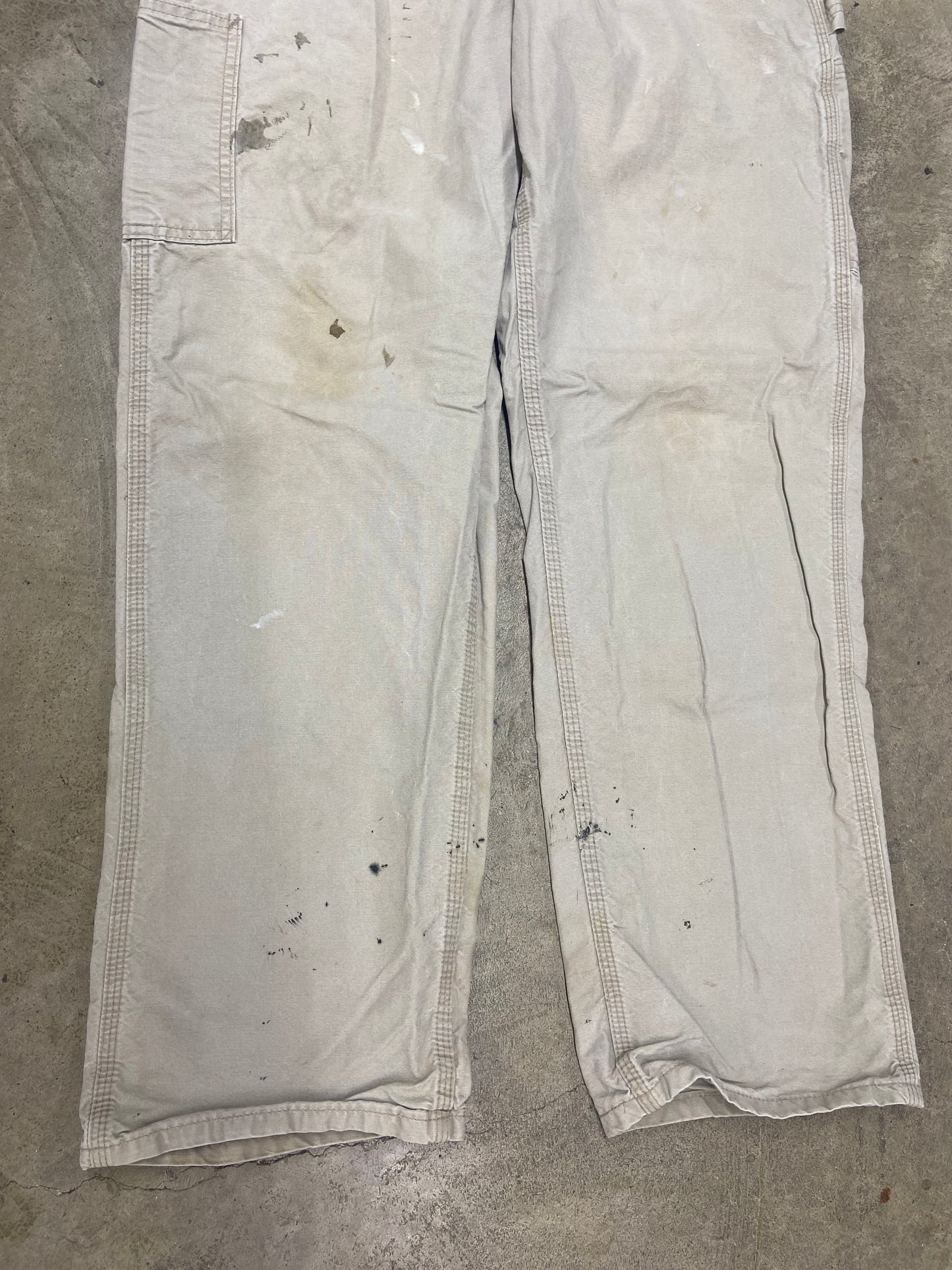 Y2K Carhartt Cream Splattered Work Pants Sz 33x32