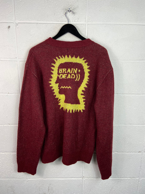 Brain Dead Sunshine Button Down Maroon Cardigan Sz XL