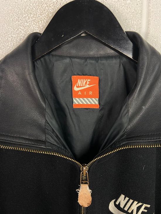 VTG Nike Air Black Leather Varsity Jacket Sz XL