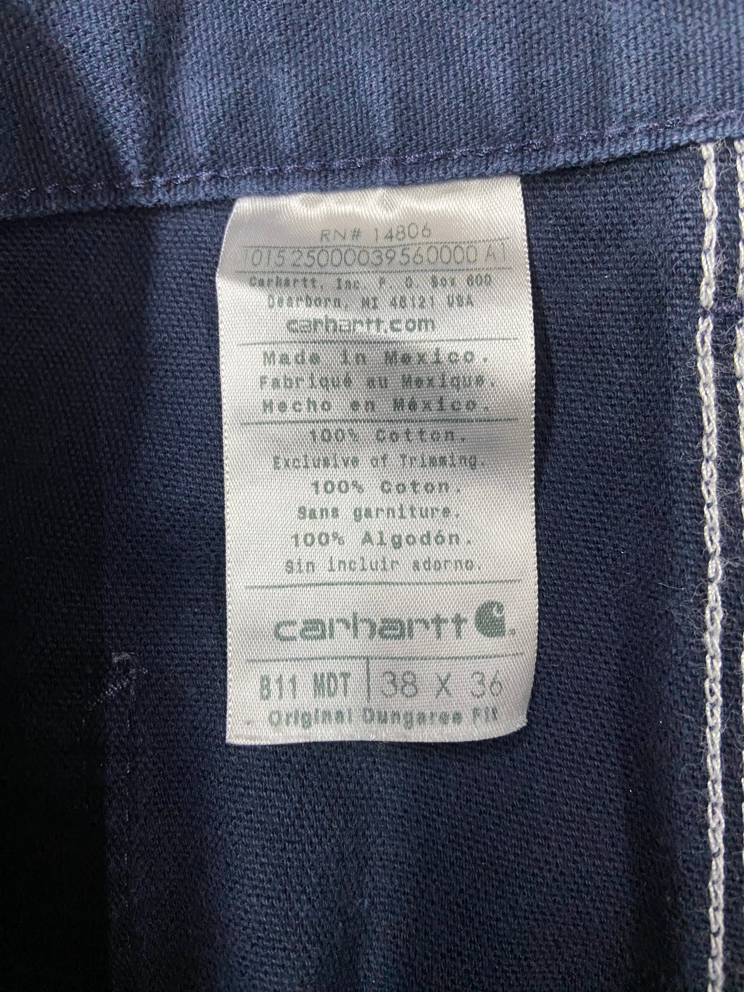 Y2K Carhartt Navy Cropped Work Pants Sz 38x32