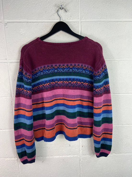 VTG Purple Aztec Knit Sweater Sz S