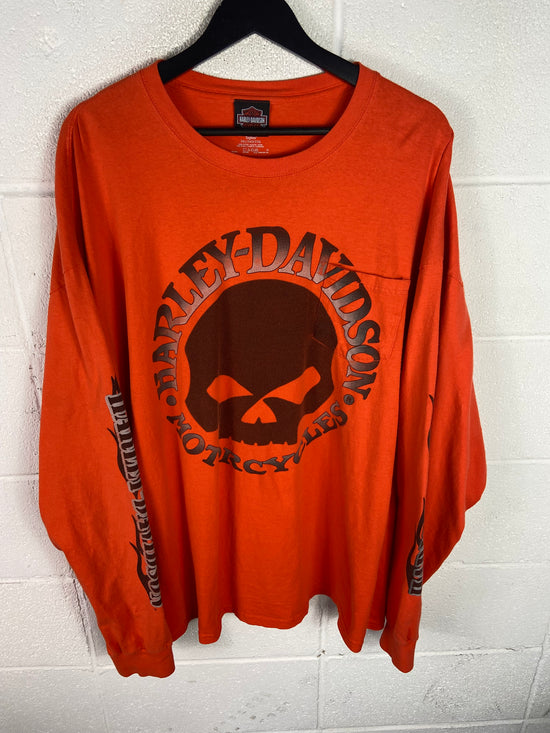 VTG Harley Davidson Spellout L/S Graphic Tee Sz 3XL