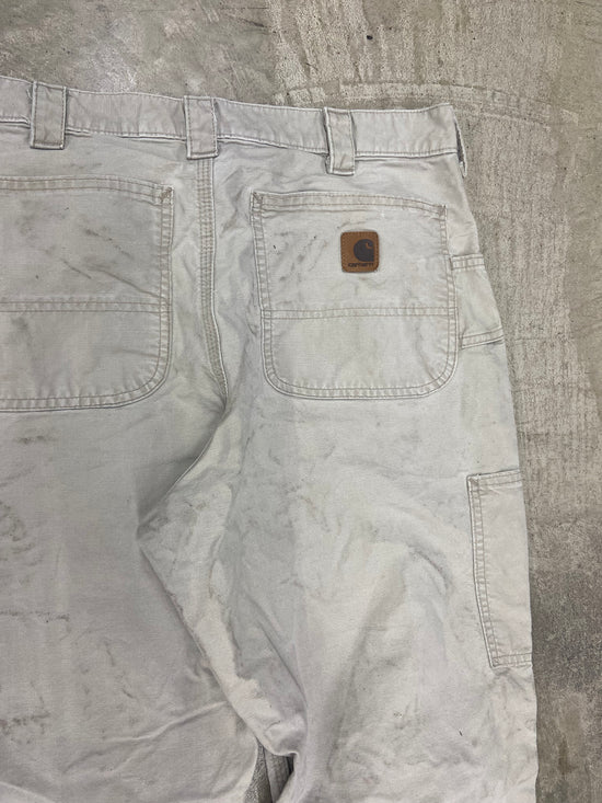 Y2K Carhartt Cream Splattered Work Pants Sz 33x32