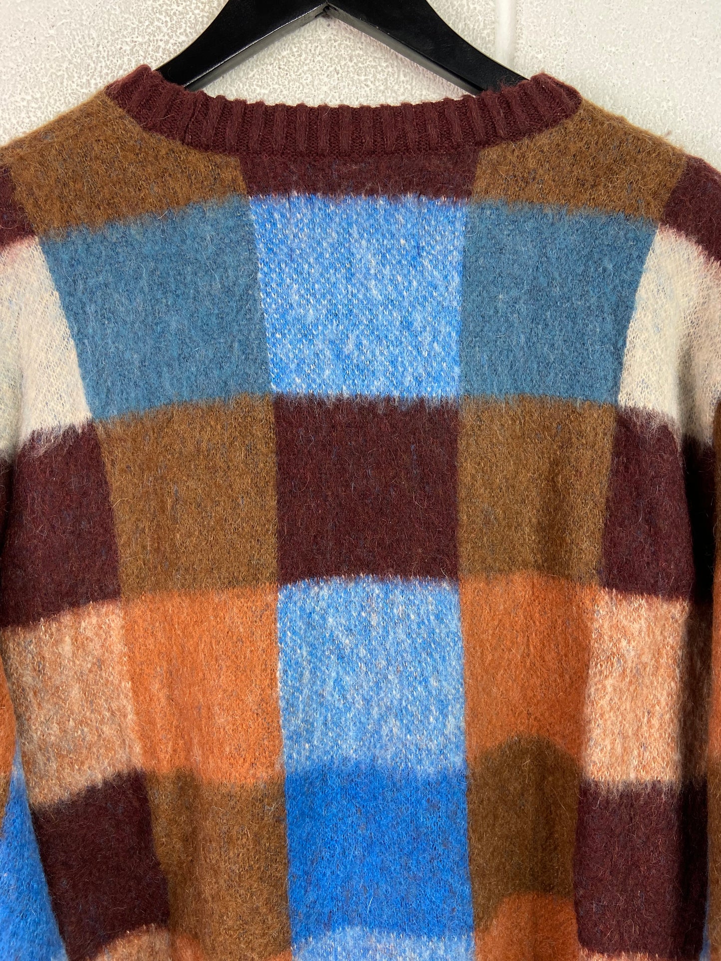 Awake NY Checkered Mohair Brown Sweater Sz XL