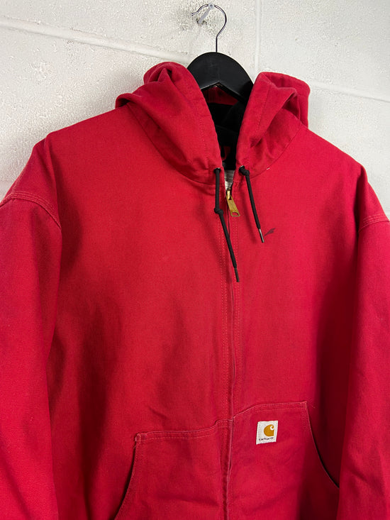 Y2K Carhartt Red Hooded Work Jacket Sz XXL