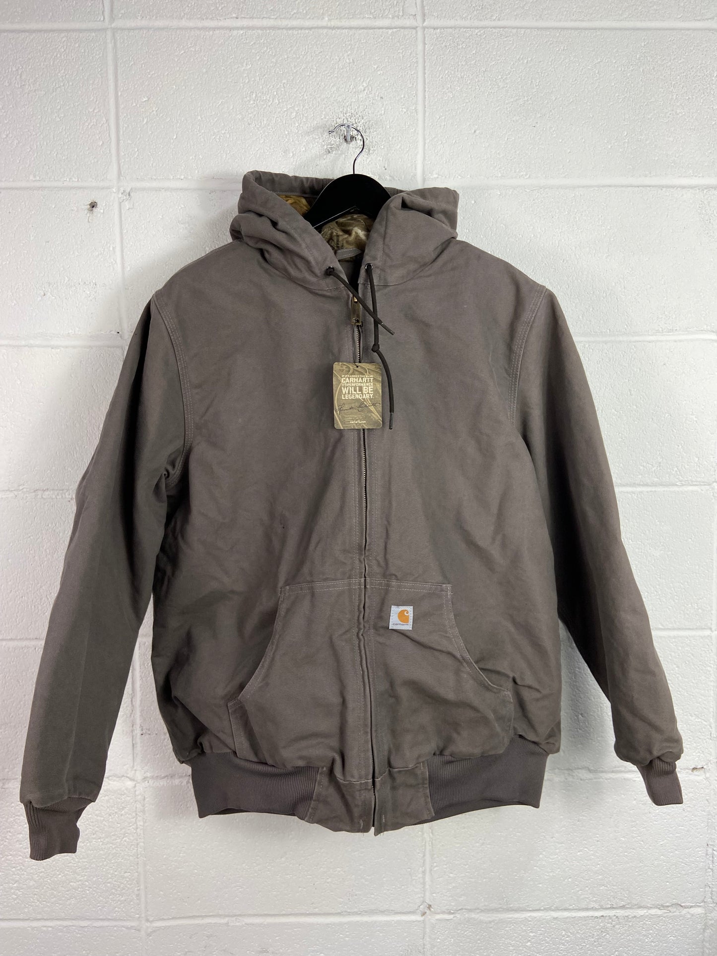 Carhartt Ash Grey Hooded Work Jacket Sz Med