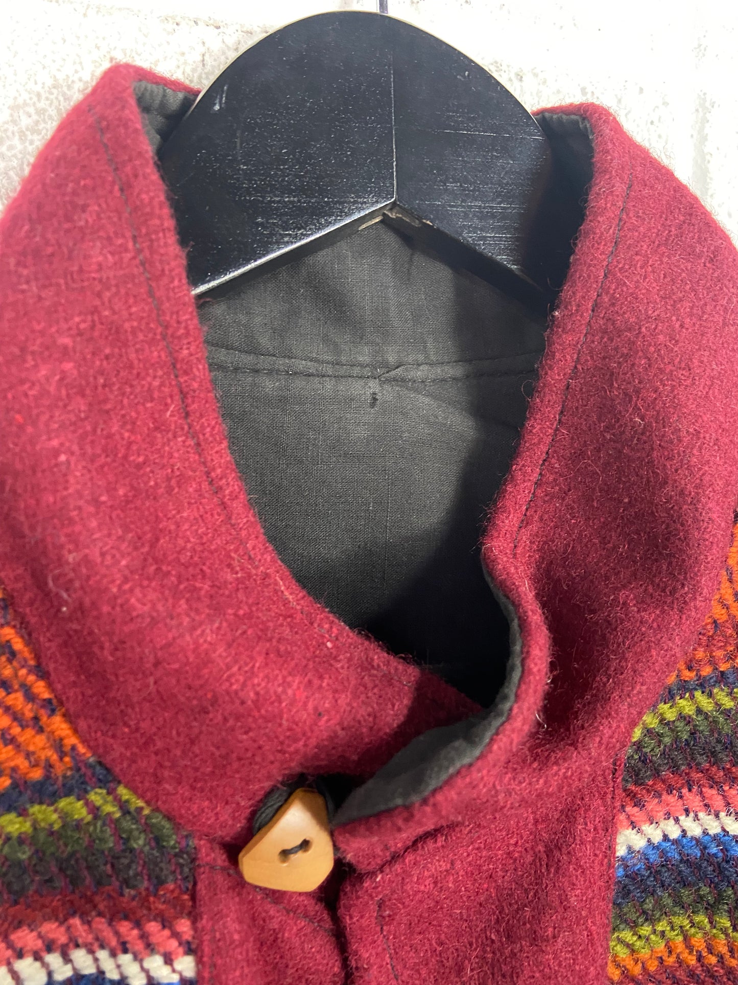 VTG Tapestry Red Wool Coat Sz L