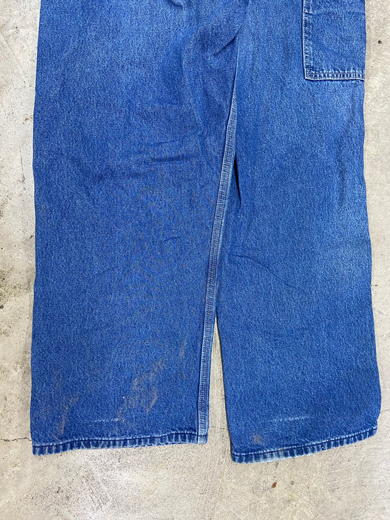 VTG Carhartt Blue Denim Overalls Sz 34x30