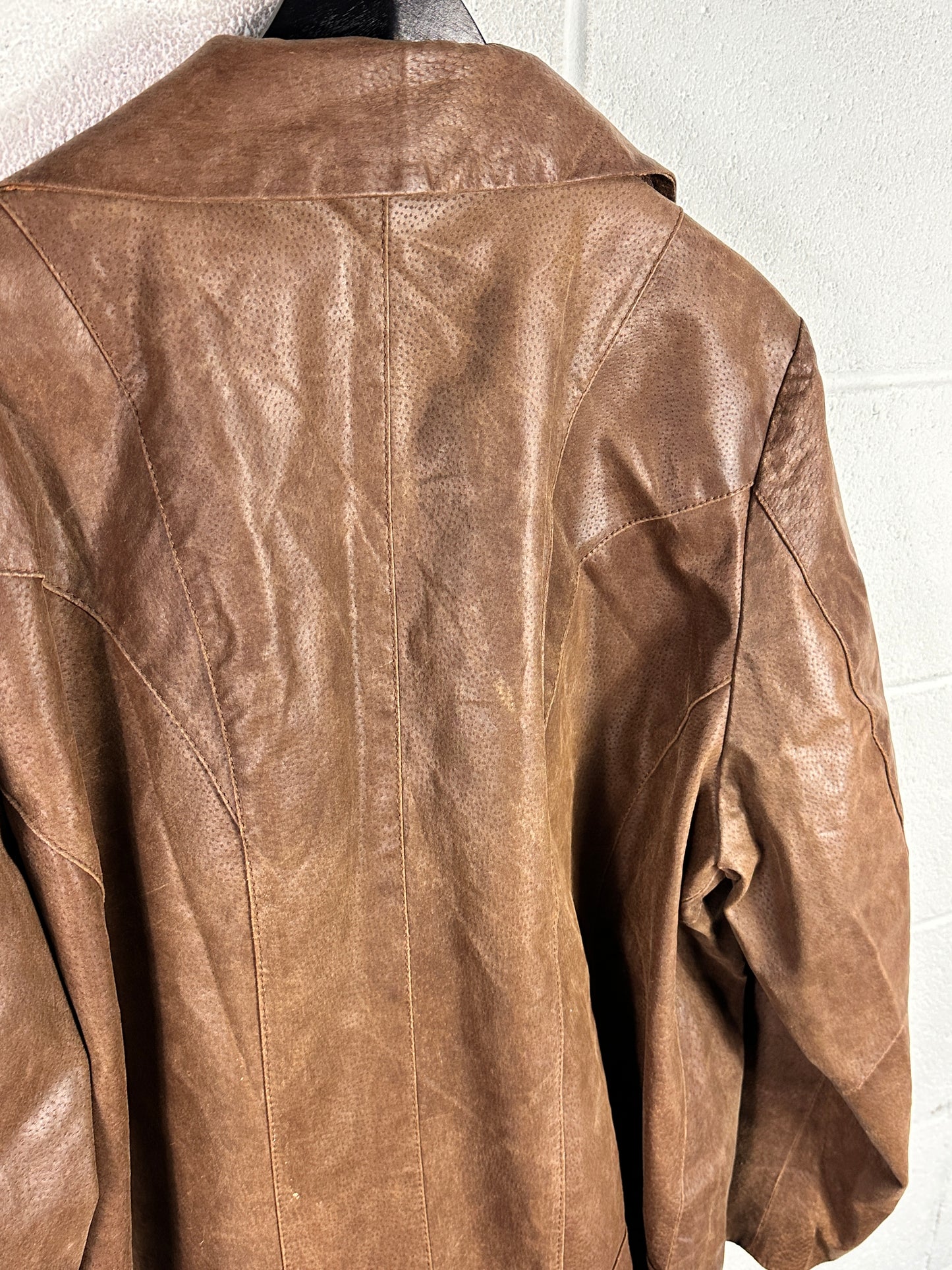 VTG Brown Leather Fitted Jacket Sz XL