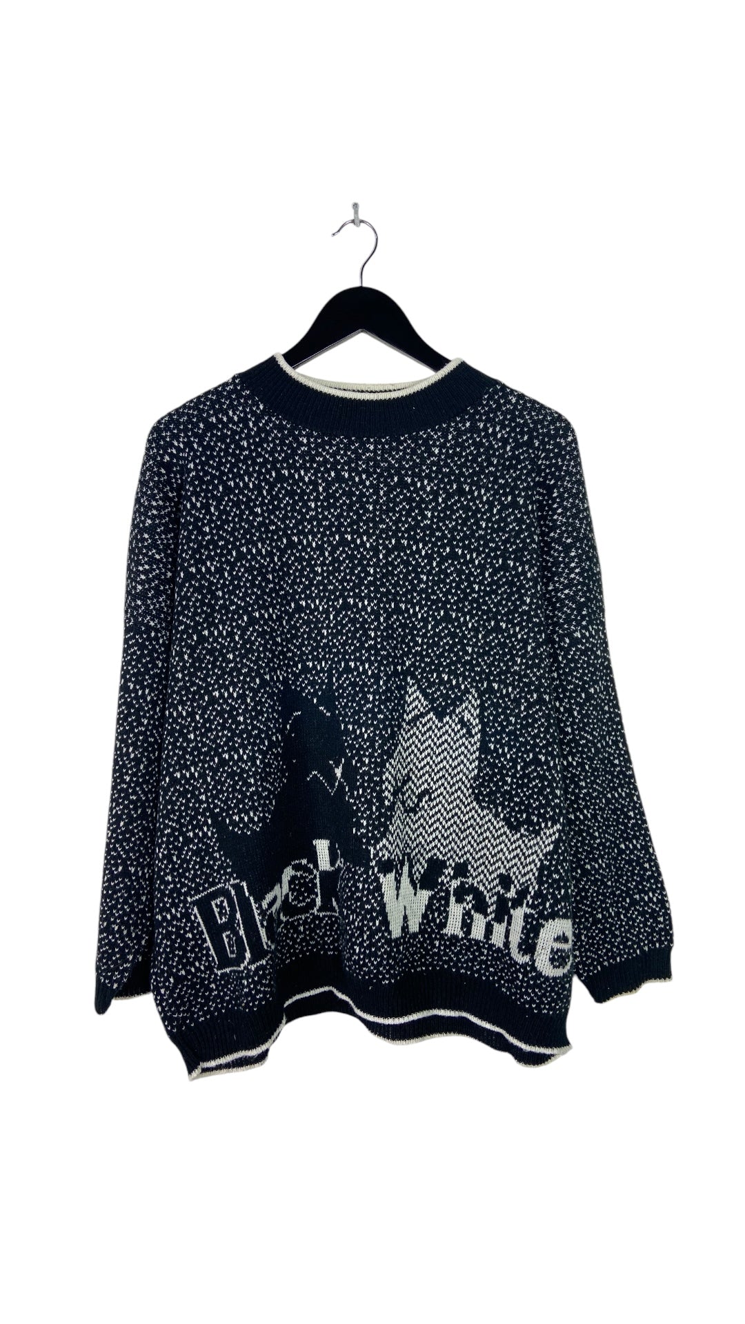 VTG Black & White Dog Sweater Sz XXL