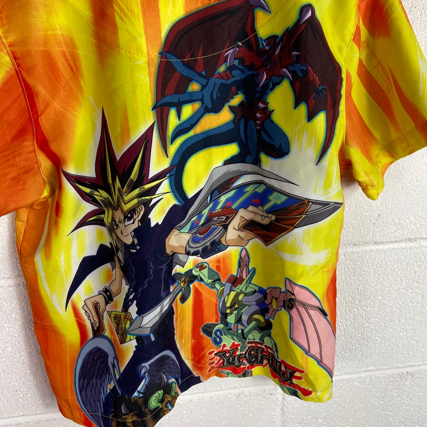 VTG Kids Y2K Yugioh Graphic Button Shirt Sz Yth Small